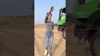 Beautiful truck driver lover girl motivation truckloverz bollywood girldriver automobile truck [upl. by Tse]