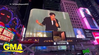 Jung Kook gives surprise performance in Times Square [upl. by Nedearb]