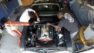 BIG BLOCK GETS INSTALLED INTO THE CHEVY NOVA [upl. by Kaazi]