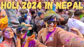 Holi 2024 😘 at Basantapur 😍  Crazy foreigner came to celebrate holi 😮  Kathmandu  Nepal 🇳🇵 [upl. by Junette]