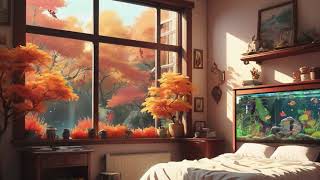 Cozy Fall Bedroom LOFI Music 🍂 🎵 Fish Tank Good Vibes Coding SAT [upl. by Marena]