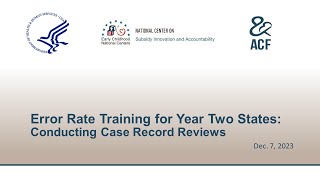 Error Rate Training for Year 2 States Conducting Case Record Reviews [upl. by Uuge]