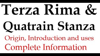 Terza Rima amp Quatrain Stanza in poetry I Complete solution [upl. by Farley]