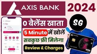 Axis Bank Zero Balance Saving Account Opening Online 2024  Axis Bank Account Full Review amp Charges [upl. by Akirea]