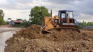 Great Action Construction Machinery  Bulldozer Heavy Pushing Dirt and Dump Truck Unloading Dirt [upl. by Auqinaj]