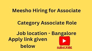 Meesho Hiring for Category Associate  Bangalore jobs  Graduation Jobs  Chanukyays  Meesho [upl. by Eerehs68]