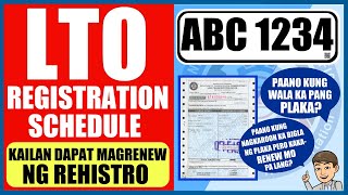 LTO REGISTRATION SCHEDULE  KAILAN DAPAT MAGRENEW NG REHISTRO NG IYONG MOTOR VEHICLE [upl. by Yla]