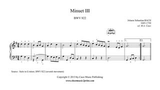 Bach  Minuet III in G Major  Suite BWV 822 [upl. by Arretnahs]