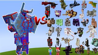 MecaFerrous Wroughtnaut is OP  vs All Minecraft Bosses  Minecraft Mob Battle [upl. by Nodlehs]