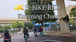 4k China Walks  Ebike Ride Riding in China  Kunming City [upl. by Dix320]