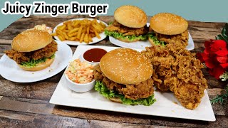 Homemade Zinger Burger Complete Step By Step Recipe With Coleslaw amp Secret Sauce Best Zinger Burger [upl. by Rutger593]