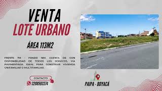 VENTA LOTE URBANO EN PAIPA [upl. by Savvas]