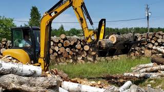 Firewood Processor  Halverson HWP120 on a Cat Mini Excavator [upl. by Ydnik]