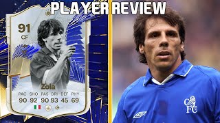 DRIBBLING GOD 91 TOTY ICON ZOLA PLAYER REVIEW EA FC 24 ULTIMATE TEAM [upl. by Enilesoj]