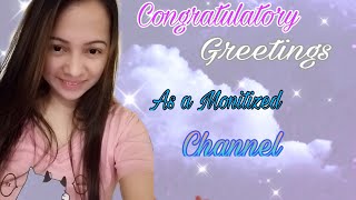 Congratulatory Greetings as a MONITIZE CHANNEL [upl. by Yebot]