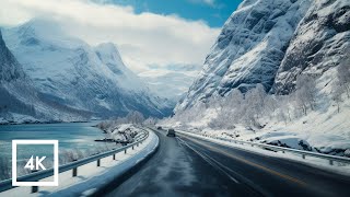 Relaxing 4K Snowy Drive in Norway  Geirangerfjord Driving Sounds for Sleep and Study ASMR [upl. by Koerner855]