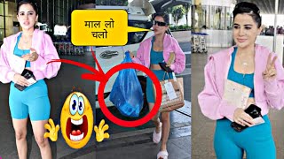 Uorfi Javed snapped at Mumbai airport with plastic bag in hand people trolled her see clipbollywood [upl. by Ailicec418]