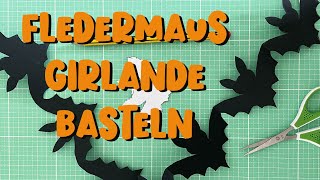 Fledermaus Girlande basteln für Halloween  Einfache Halloween Deko basteln mit Papier  Vorlage [upl. by Gilcrest]