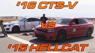 16 CTSV vs 15 Charger Hellcat  12 Mile Drag Race [upl. by Eenwat]