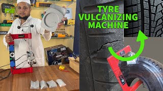 TYRE VULCANIZING MACHINE  HOW TO VULCANIZE TYRES  TYRE CUT REPAIR  TYRE SIDE CUT REPAIR  KING [upl. by Anwahsar866]