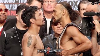 MANNY PACQUIAO amp KEITH THURMAN HAVE INTENSE WEIGH IN FACE OFF  FULL PACQUIAO VS THURMAN WEIGH IN [upl. by Morley]