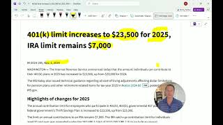 401k limit increases to 23500 for 2025 [upl. by Levinson]