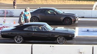 Legendary Charger RT vs Dodge Demon  14 mile drag race [upl. by Bluefield]