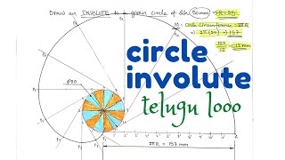 Drawing Circle Involute  Dia 50mm  Engineering Drawing  BTech  Diploma  teluguenglish [upl. by Dlorej]