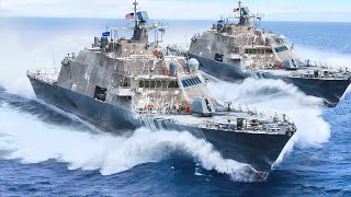 Monstrously Powerful US Navy Ships Patrolling the Sea at High Speed [upl. by Nosyla]