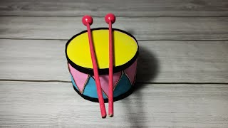 How To Make Drum With Empty Tape Roll And Balloons  DIY Drum For School Project [upl. by Barbra]