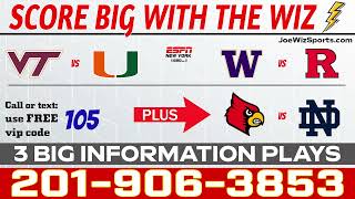 Free football picks VT at MIA plus totals same game pars visit httpswwwjoewizsportscom [upl. by Summers654]