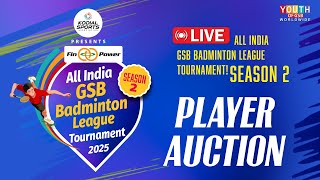 Player Auction  All India GSB Badminton League Tournament  LIVE [upl. by Iclek]