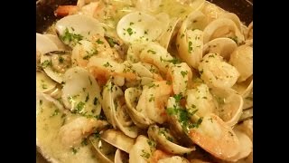 Linguine ShrimpClams pasta In White Wine Butter Sauce Recipe [upl. by Ettezel]