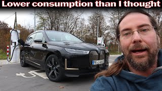 BMW iX 40  71 kWh  130 kmh range test Autobahn at 5°C [upl. by Jerrol]