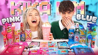 ENG SUB PINK FOOD VS BLUE FOOD ASMR MUKBANG  DESSERTS JELLY CANDY  feat DANILIS BOOM [upl. by Armillda]