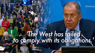 Russia’s Lavrov condemns killing of Hezbollah leader blames USNATO the root cause of Ukraine war [upl. by Townshend]