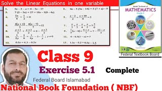 Class 9 Exercise 51 NBF Maths Ex 51 Class 9th federal board FBISE Math national Book foundation [upl. by Axela]