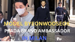 Byeon woo seok spotted exploring milan again as Brand ambassador Prada [upl. by Airbma909]