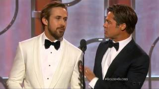 Ryan Gosling and Brad Pitt present at the 2016 Golden Globes [upl. by Dagley]