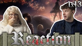 SHOWING MY MOM ATTACK ON TITAN  1x13  REACTION [upl. by Pincince471]