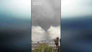 Apparent tornado rips roofs off buildings in Los Angeles County [upl. by Thaddeus268]