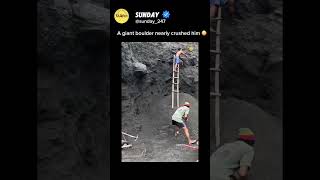 A giant boulder nearly crushed him😱closecall safety amazinggold fpy interesting viralshorts [upl. by Sesmar]