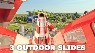 3 Outdoor Waterslides in The Water Park in Czech Republic  Aqualand Moravia  Crazy Aquapark videos [upl. by Adnar]