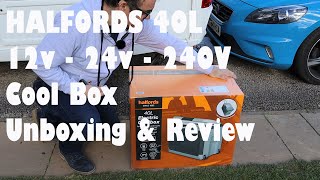 Halfords 40L 12v  240V Coolbox Unboxing amp Review [upl. by Yllek]