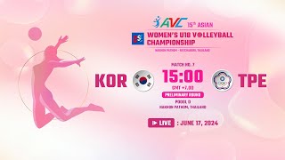 LVE  KOR VS TPE  15th Asian Womens U18 Volleyball Championship [upl. by Montgomery]