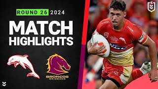 NRL 2024  Dolphins v Broncos  Match Highlights [upl. by Zetnas]