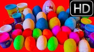 30 Play Doh Surprise Eggs unboxing Maxi Hello Kitty egg Mickey Mouse Peppa Pig Disney Cars [upl. by Patrizio]