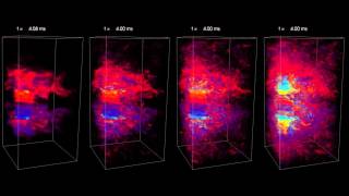 Magnetic field amplification in hypernovae  different resolutions [upl. by Lindon610]