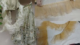 Ruffle dupatta cutting and stitching tips amp tricks frill dupatta [upl. by Anoy]