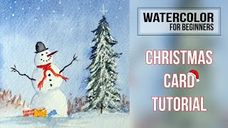 EASY WATERCOLOR CHRISTMAS Card Tutorial Step By Step [upl. by Fuller]